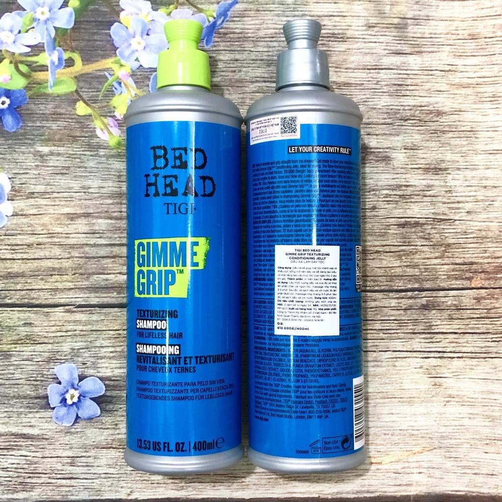 BỘ DẦU GỘI XẢ TIGI BEDHEAD XANH ĐẬM GIMME GRIP TEXTURIZING LÀM PHỒNG TÓC 400ML*2 NEW