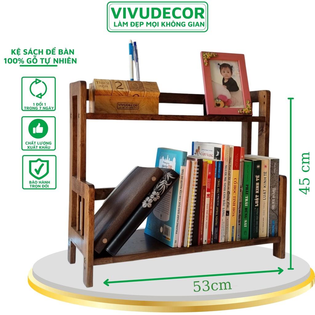 Kệ sách để bàn VIVUDECOR KB01 100% gỗ tự nhiên