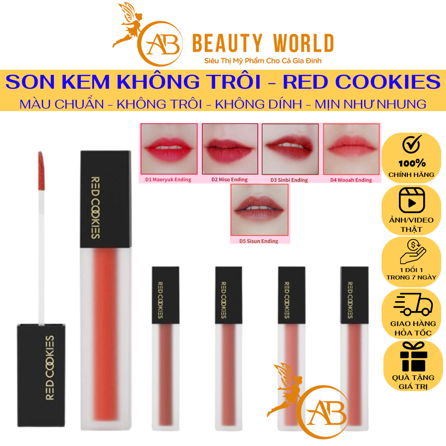 Son Kem Lì RED COOKIES Water Dew Velvet Tint Korea - Siêu Bền Màu -  Mềm Mượt Mịn - Không Trôi - Không Dính - Căng Mịn