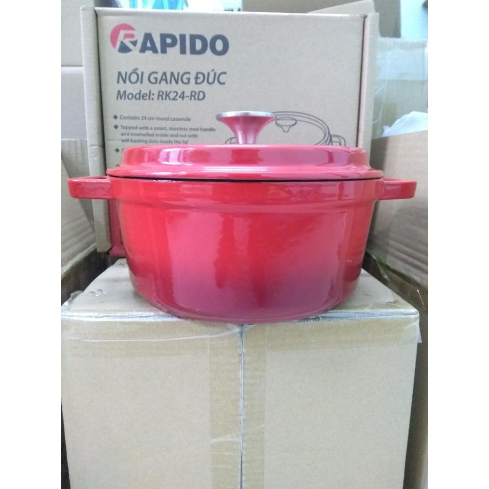 Nồi gang Rapido đúc nguyên khối, chống dính 2 lớp, dùng được cho bếp từ và bếp hồng ngoại