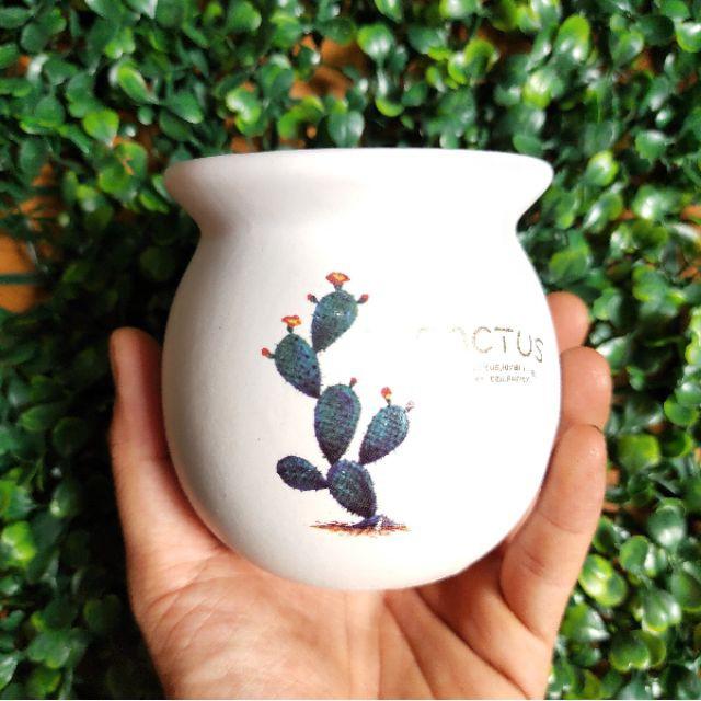 Chậu sứ hình túi mini trồng cây in hình đẹp, chất liệu gốm sứ men mát, trồng sen đá, xương rồng, cẩm nhung