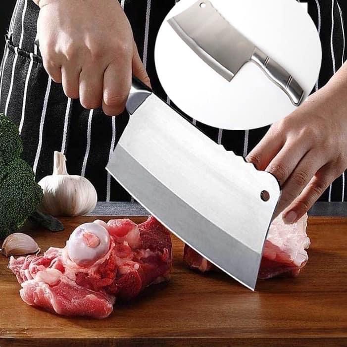 Dao chặt xương Inox Nhật cao cấp , thép không rỉ , lưỡi dao bén kích thước lớn cán inox rất bền dễ cầm ,sạch sẽ an toàn cho sức khỏe