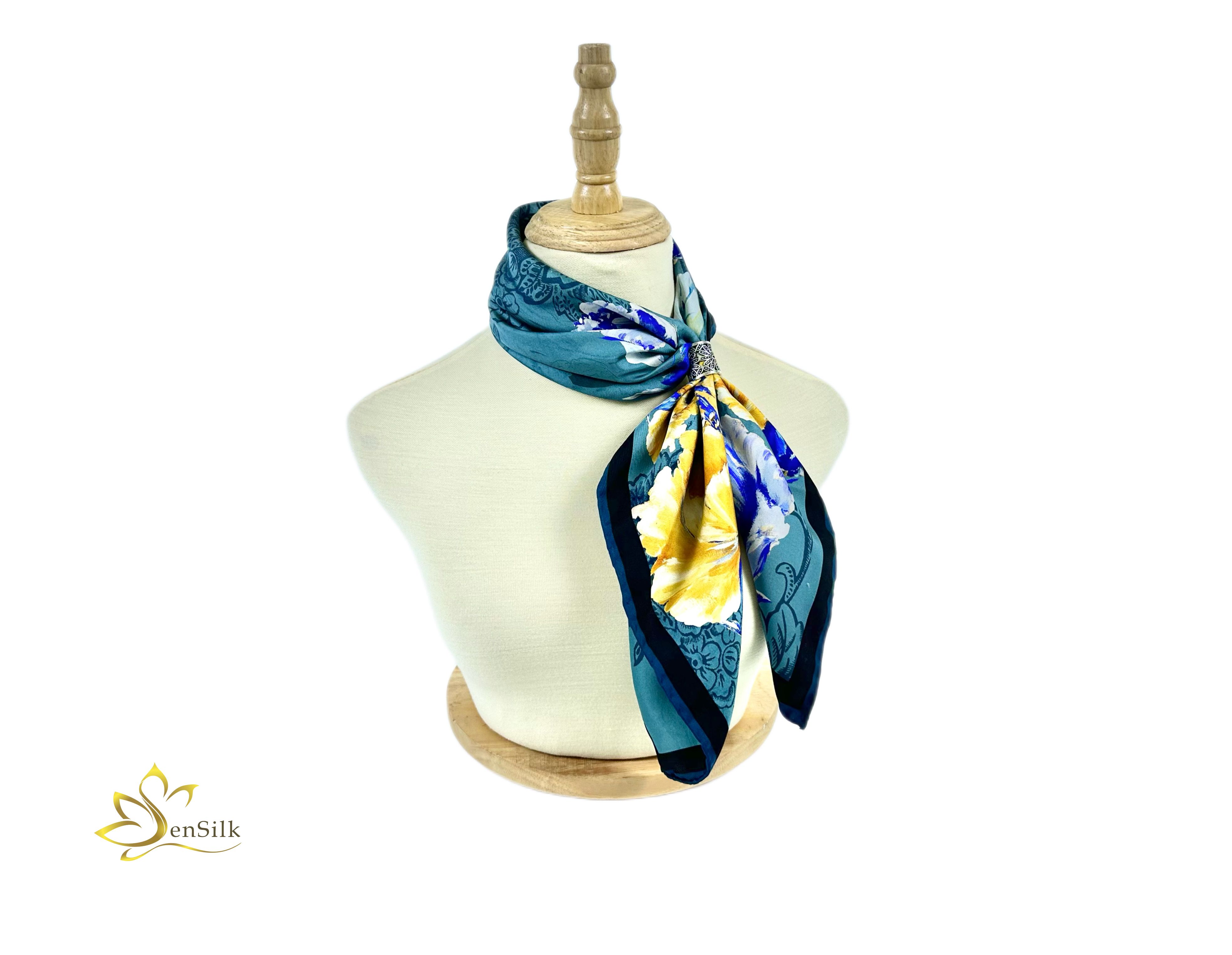 Khăn Choàng Cổ Lụa Tơ Tằm in SenSilk KLVI05 - 100% Luxury Silk Printed Scarves - Quà Tặng Thời Trang Nữ