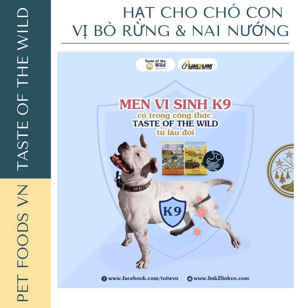 Hạt cho chó con TASTE OF THE WILD High Prairie Puppy vị Bò Rừng và Nai Nướng