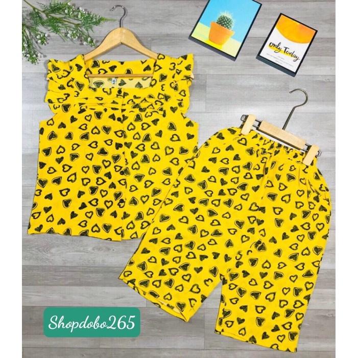 Đồ bộ nữ,đồ ngủ mặc nhà lửng vải lụa mango BL 36 họa tiết hoa nhí dễ thương size 47-60kg.