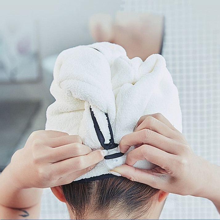 Combo 2 Khăn Ủ Tóc_Quấn Tóc_Trùm Tóc Sau Tắm Giúp Tóc Gọn Gàng Và Nhanh Khô Với Chữ Thêu