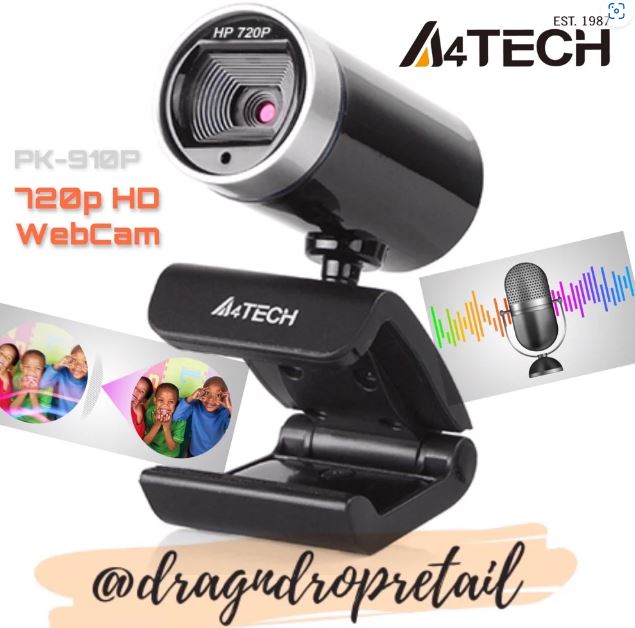 Webcam học trực tuyến HD, tích hợp Mircophone A4TECH PK-910P Hàng Chính Hãng