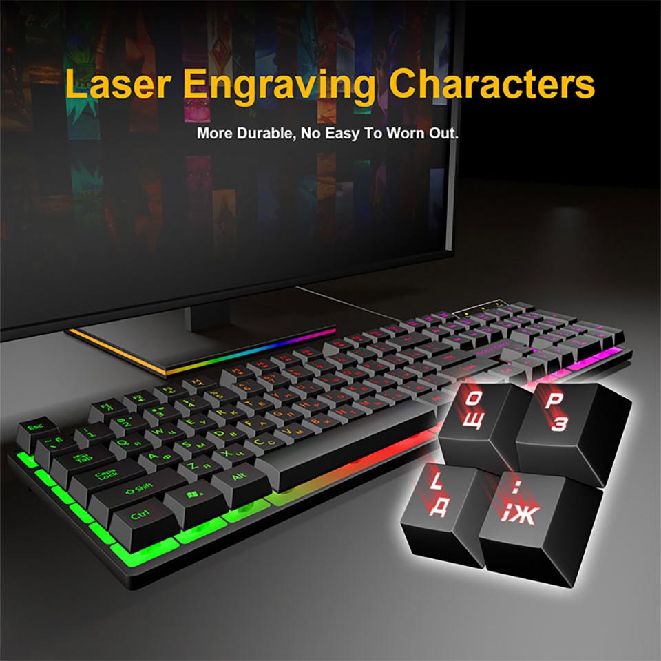 Bàn Phím Chuột Chơi Game Có Dây Bộ 104 Keycaps Với Đèn Nền RGB Nga Bàn Phím Game Thủ Công Thái Mause Dành Cho Máy Tính Laptop