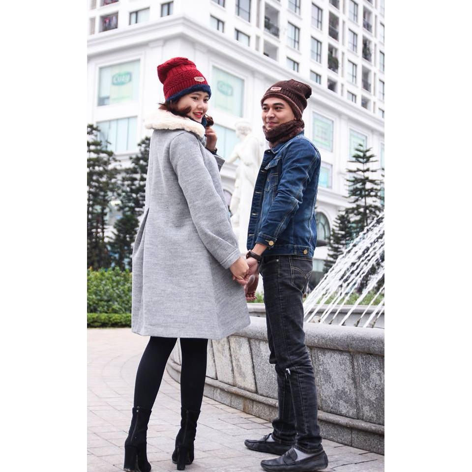 Mũ len kèm khăn cổ cao cấp Hàn Quốc dành cho nam - nữ