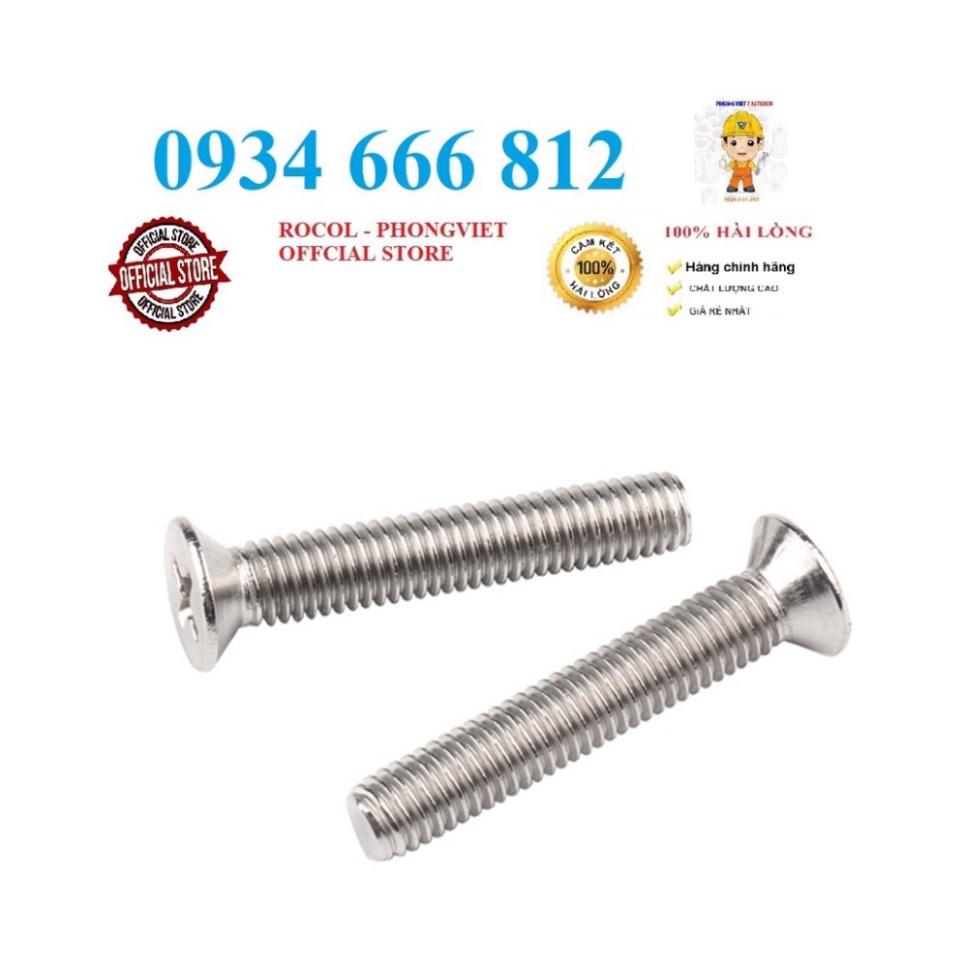 Combo 50c Vít pake Đầu Bằng INOX 304 M6, M6X12, M6X16, M6X20, M6X25