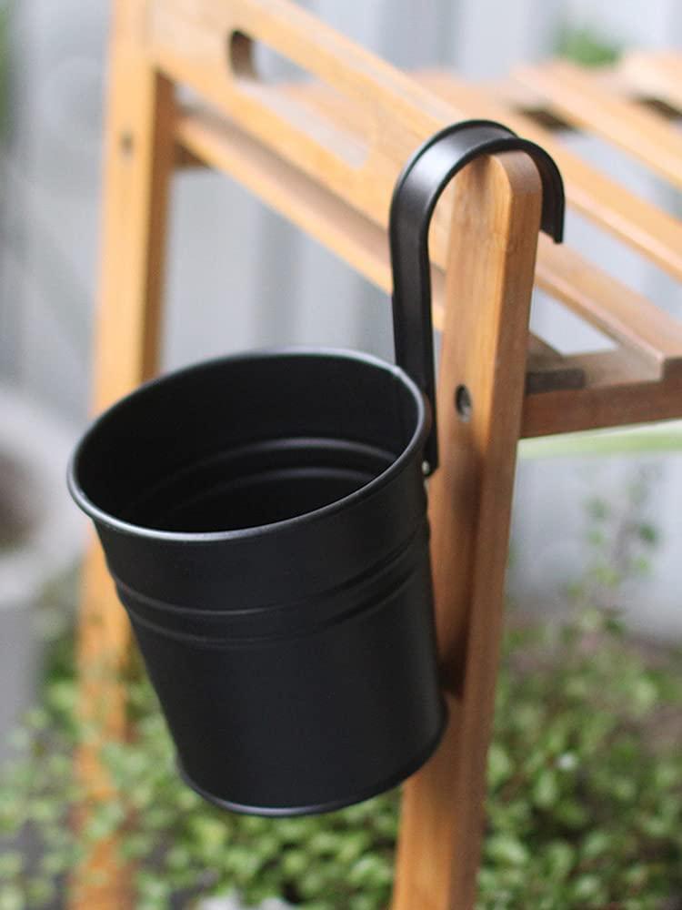 Bộ 4 Chậu Trồng Cây Treo Bằng Sắt Màu Đen Có Móc Tháo Rời Cho Ngoài Trời Trong Nhà Hoặc Ngoài Trời