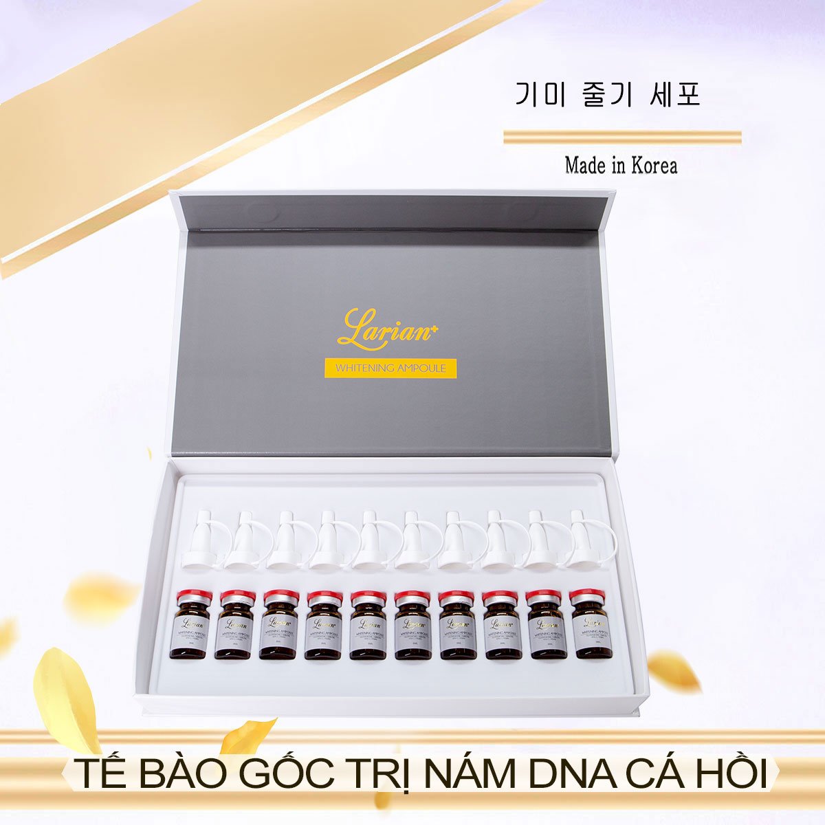 Hộp 10 lọ Tế bào gốc mờ thâm, giảm nám Larian (Larian whitening Ampoule)