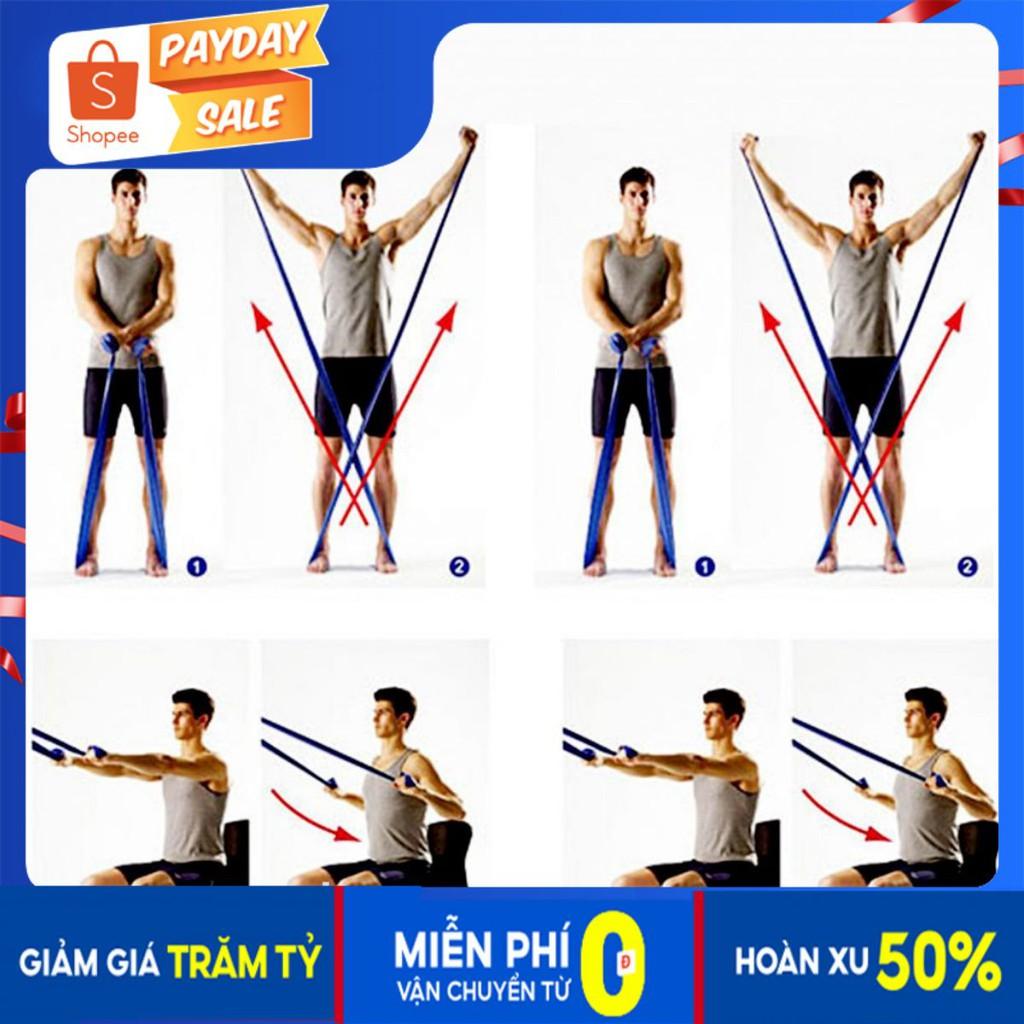 Dây Cao Su Đàn Hồi Thể Thao Pilates Dây Kháng Lực Toàn Thân CrossFit Yoga 208cm