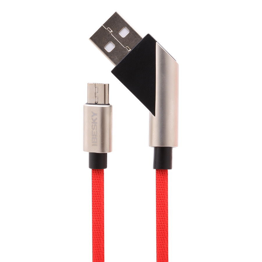 Dây Cáp Sạc MicroUSB iBesky 1m (LS12) (Đỏ) - Hàng Nhập Khẩu