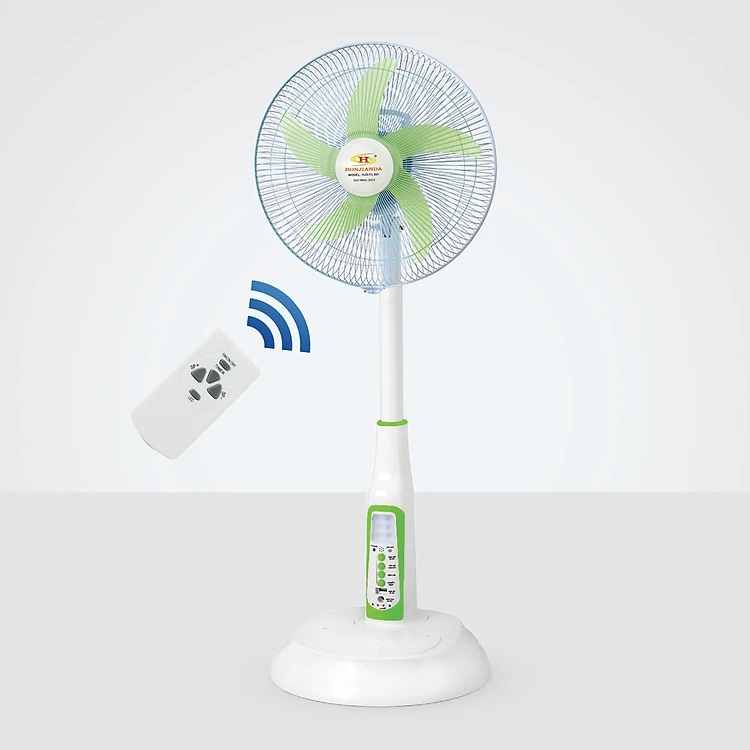 Quạt Sạc Tích Điện Honjianda HJD-FL602 tích hợp đèn LED &amp; cổng USB có remote - Hàng Chính Hãng