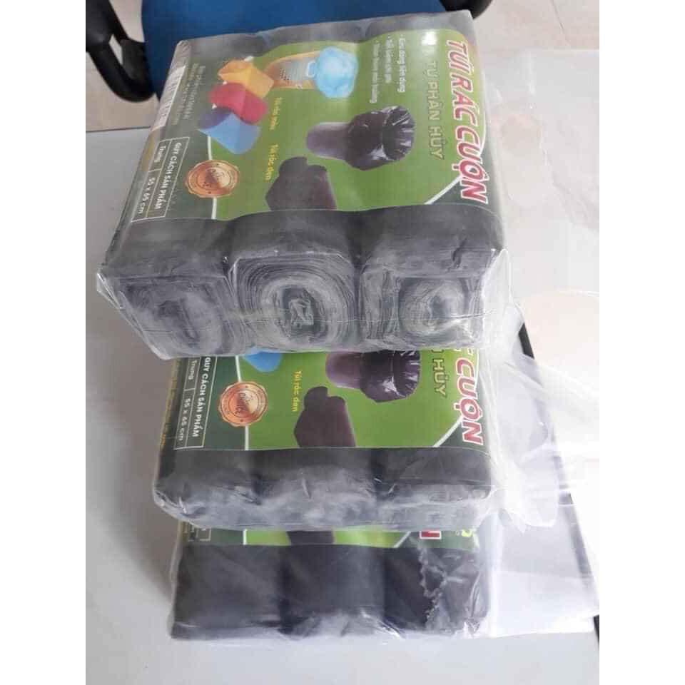 Set 3 cuộn túi rác đen tự phân hủy bảo vệ môi trường