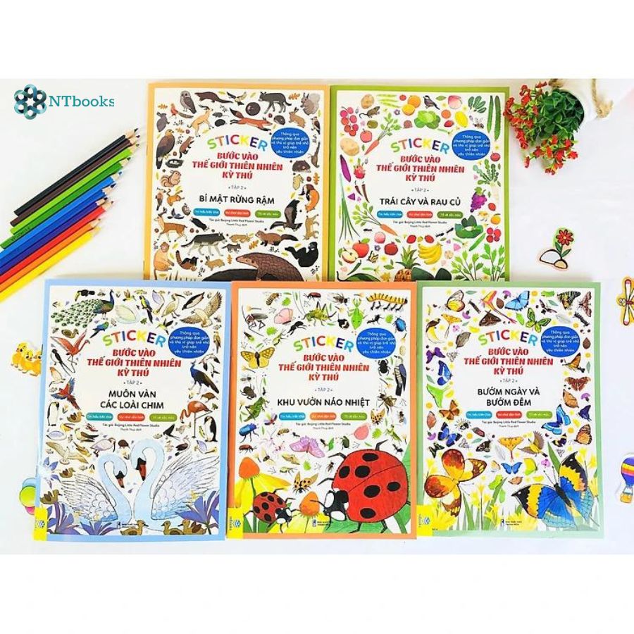 Combo 5 cuốn sách Sticker Bước Vào Thế Giới Thiên Nhiên Kỳ Thú Tập 2