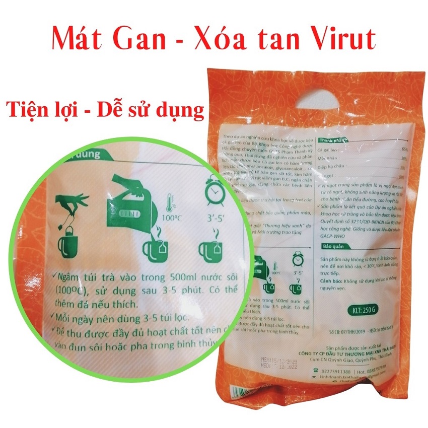 Combo 05 Bịch Trà Cà gai leo Thái Hưng  Thải độc gan, mát gan, giải rượu