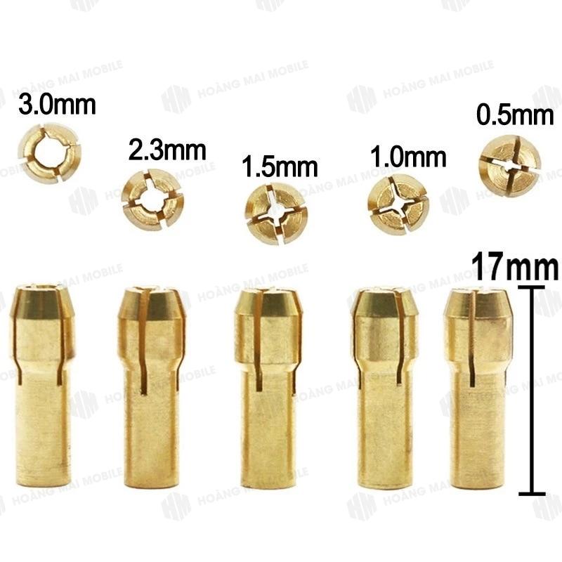 Đầu kẹp mũi khoan, mũi mài ĐỒNG cỡ (1,5mm - 2mm - 3mm)