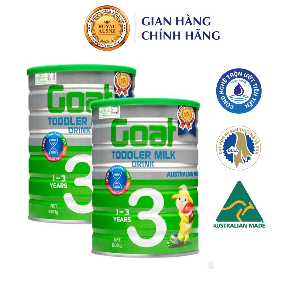 Combo 2 Hộp Sữa Dê Hoàng Gia Úc Goat Toddler Milk 3 Bổ Sung Dinh Dưỡng Cho Bé ROYAL AUSNZ 800g