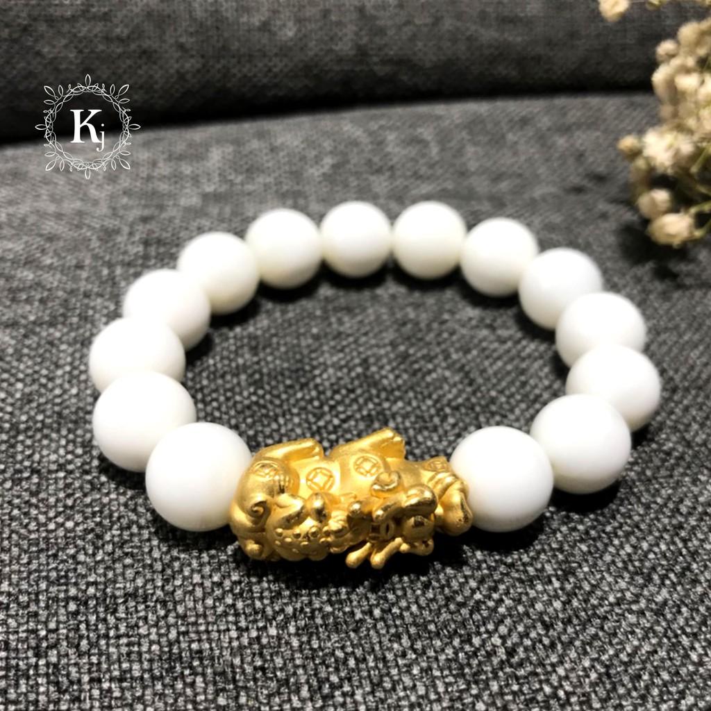 Vòng Tay Phong Thủy Đá Ốc Charm Ty Hưu Vàng