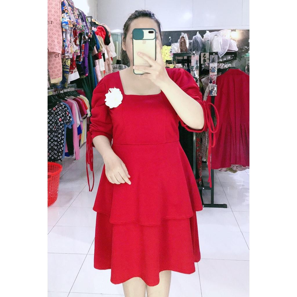 ĐẦM BIGSIZE 2 TẦNG CỔ VUÔNG TAY RÚT DÂY