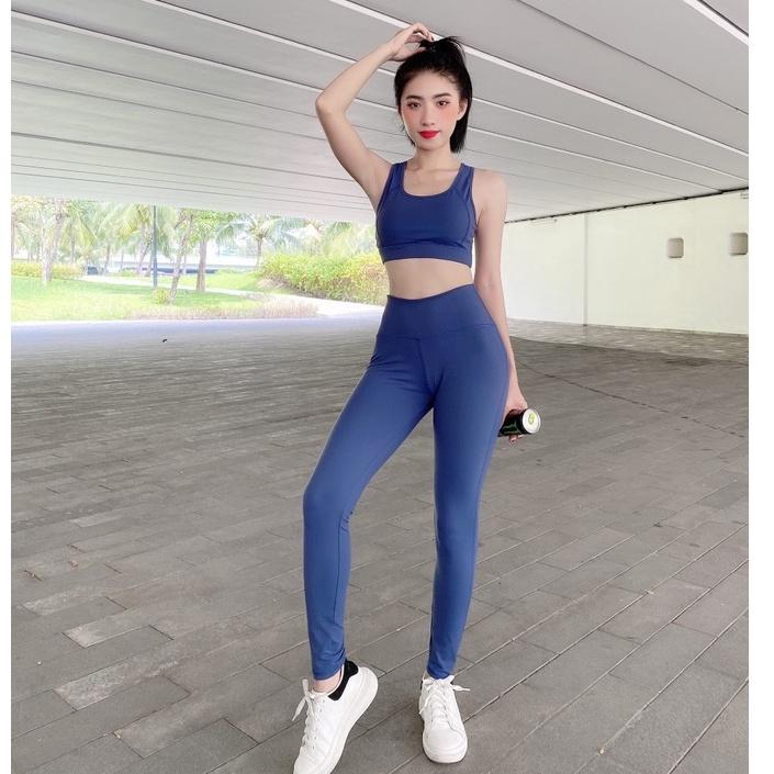 Set bộ bra thể thao tập gym, yoga, aerobic áo bra có đệm ngực ,quần dài siêu tôn dáng