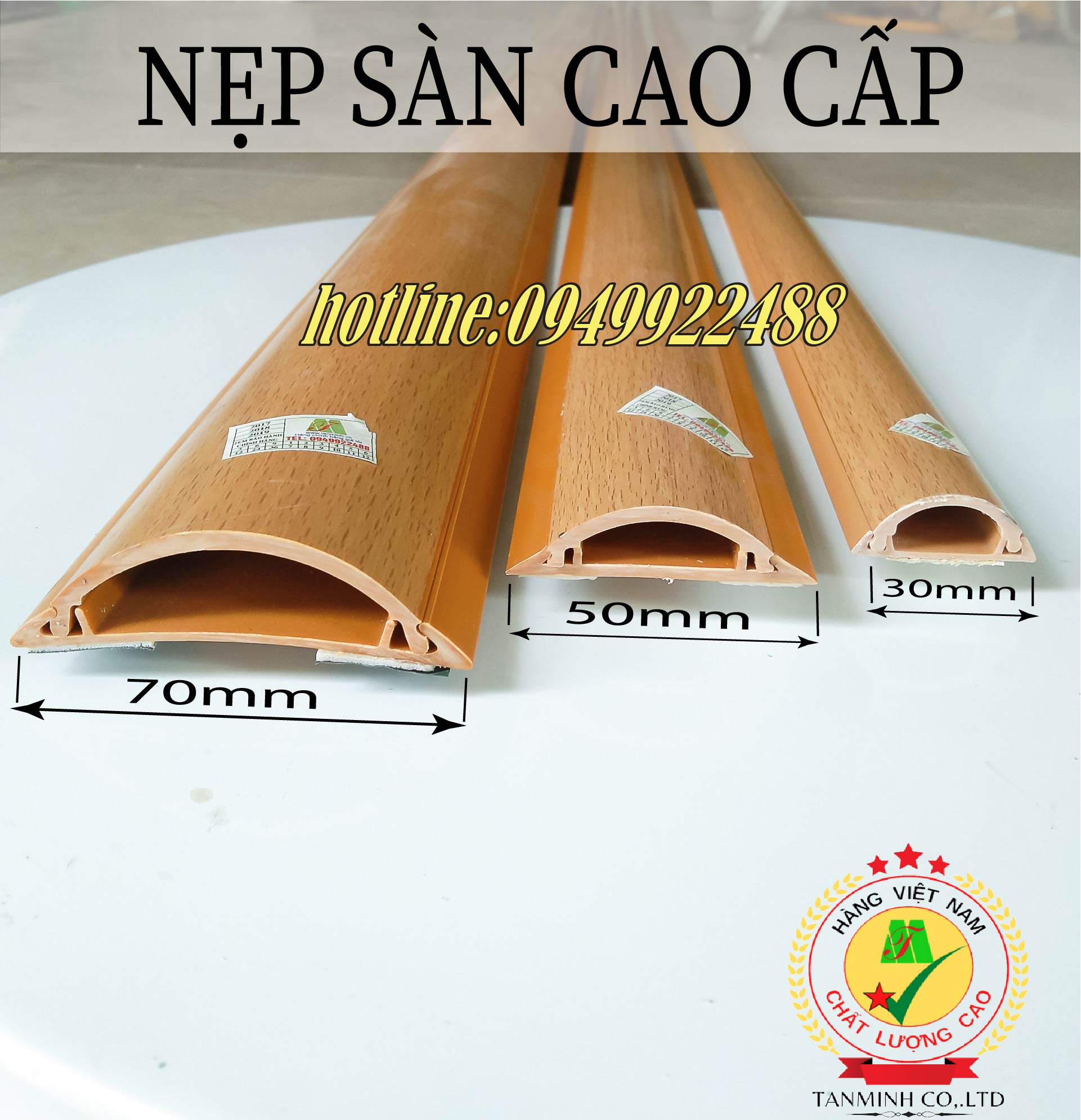 Nẹp sàn bán nguyệt họa tiết vân gỗ D70(70mm)