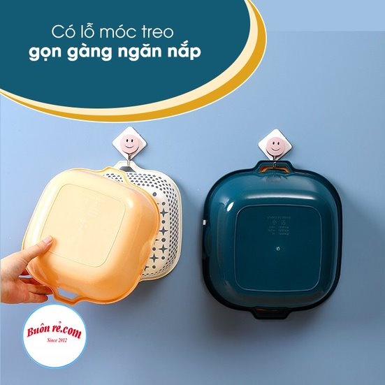 Bộ 3 rổ vuông 2 lớp Việt Nhật - Bộ rổ kèm chậu hứng nước rửa rau củ đựng hoa quả trái cây