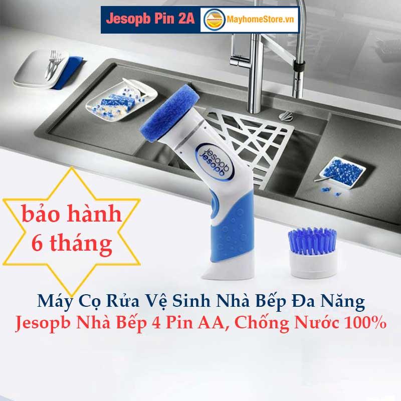 Máy Cọ Rửa Jesopb Nhà Bếp Đa Năng 4 Pin AA, Chống Nước 100% Với 2 Đầu Cọ Thay Thế