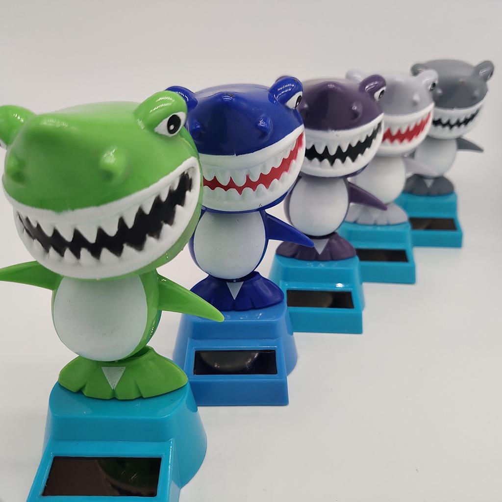 Cartoon Solar Powered Shark Figurine - Nodding Dancing Swing Animal Model Kids Educational Toy Home Desk Decor