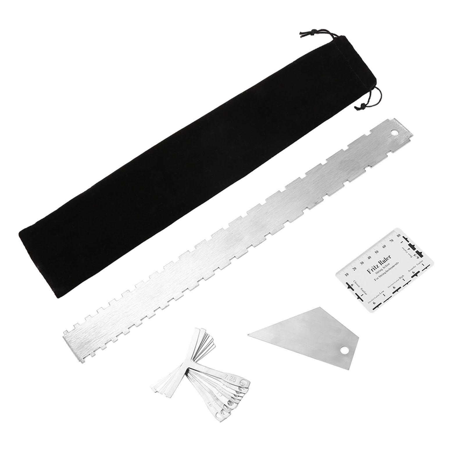 1Set Guitar Luthier Measuring Tools Kit with String Action Ruler Understring  Gauge Guitar Neck Notched Straight Edge Ruler