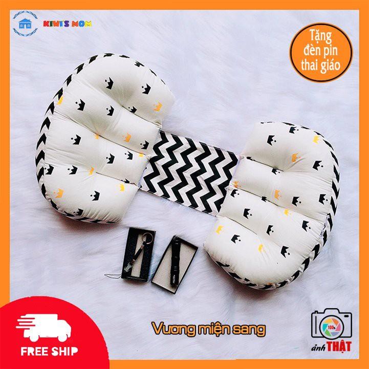 GỐI ĐỠ BỤNG BẦU CÁNH TIÊN CAO CẤP - Điều chỉnh được khoảng cách, vải cotton Hàn Quốc