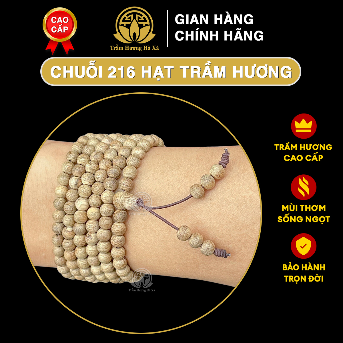Chuỗi tràng 216 hạt trầm hương tốc kiến cao cấp size 4li đeo tay nam nữ nhiều ý nghĩa phong thủy TRẦM HƯƠNG HÀ XÁ