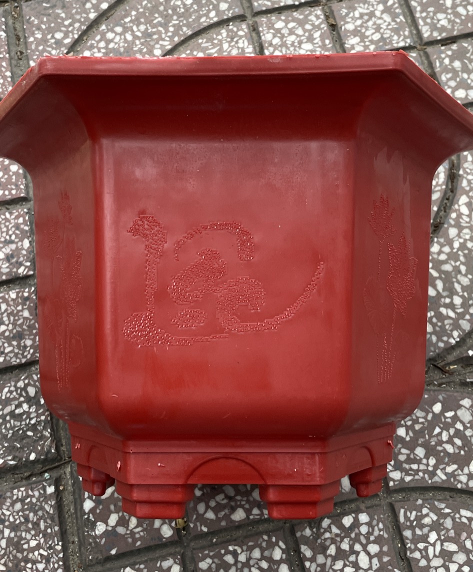 Bộ 05 chậu lục giác nhựa đỏ 30 cm