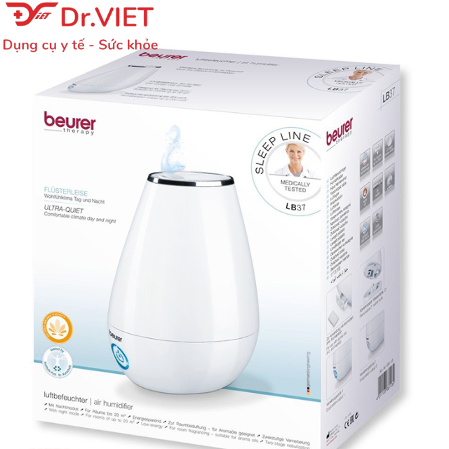 Máy phun tạo độ ẩm không khí LB37 Toffee Hàng chính hãng- có chế độ ban đêm, bình chứa 2 lít, phòng 20m vuông. Công nghệ phun siêu âm, cô