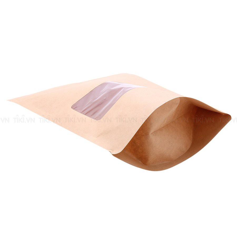 100gram Túi Giấy Cửa Sổ - Túi zip giấy kraft (craft) đáy đứng - Bao Bì Túi Zip Đựng Thực Phẩm Khô - size