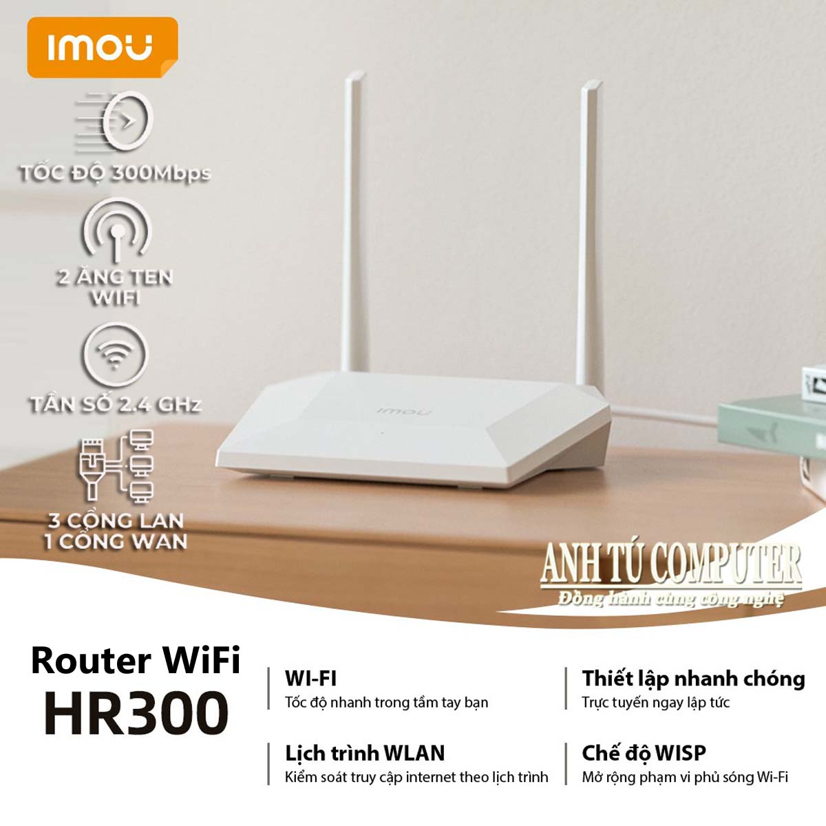 Thiết bị phát Wi-Fi 300Mbps IMOU HR300 hàng chính hãng