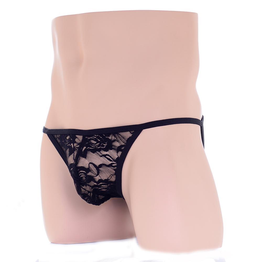 Piece of 2 Sexy Men Underwear See-through Shorts Bottoms Lingerie G-Strings Black