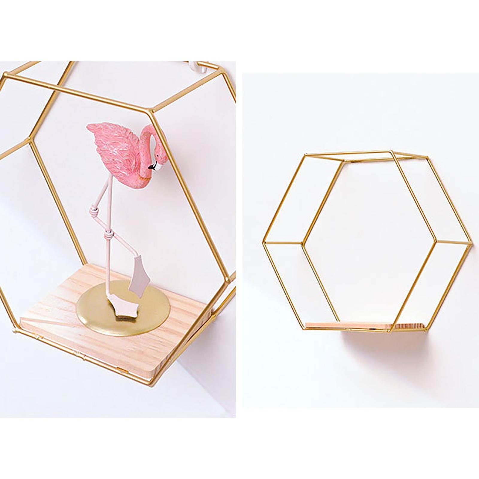 Set of 3 Modern Hexagon Iron Wall Shelf Display Floating Shelf