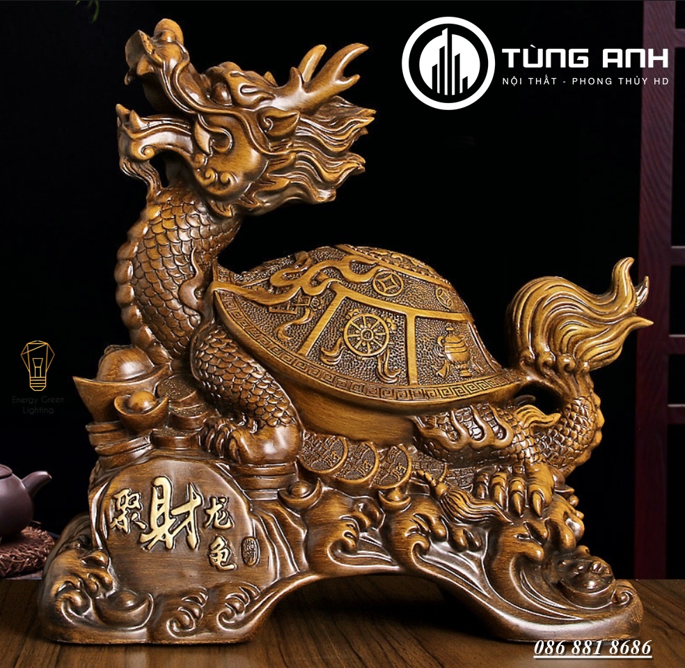 Tượng Long Quy - Rồng Mai Rùa PT-45 - Cao 36cm - Chiêu Cầu Tài Lộc - Thịnh Vượng Lâu Dài Trong Kinh Doanh