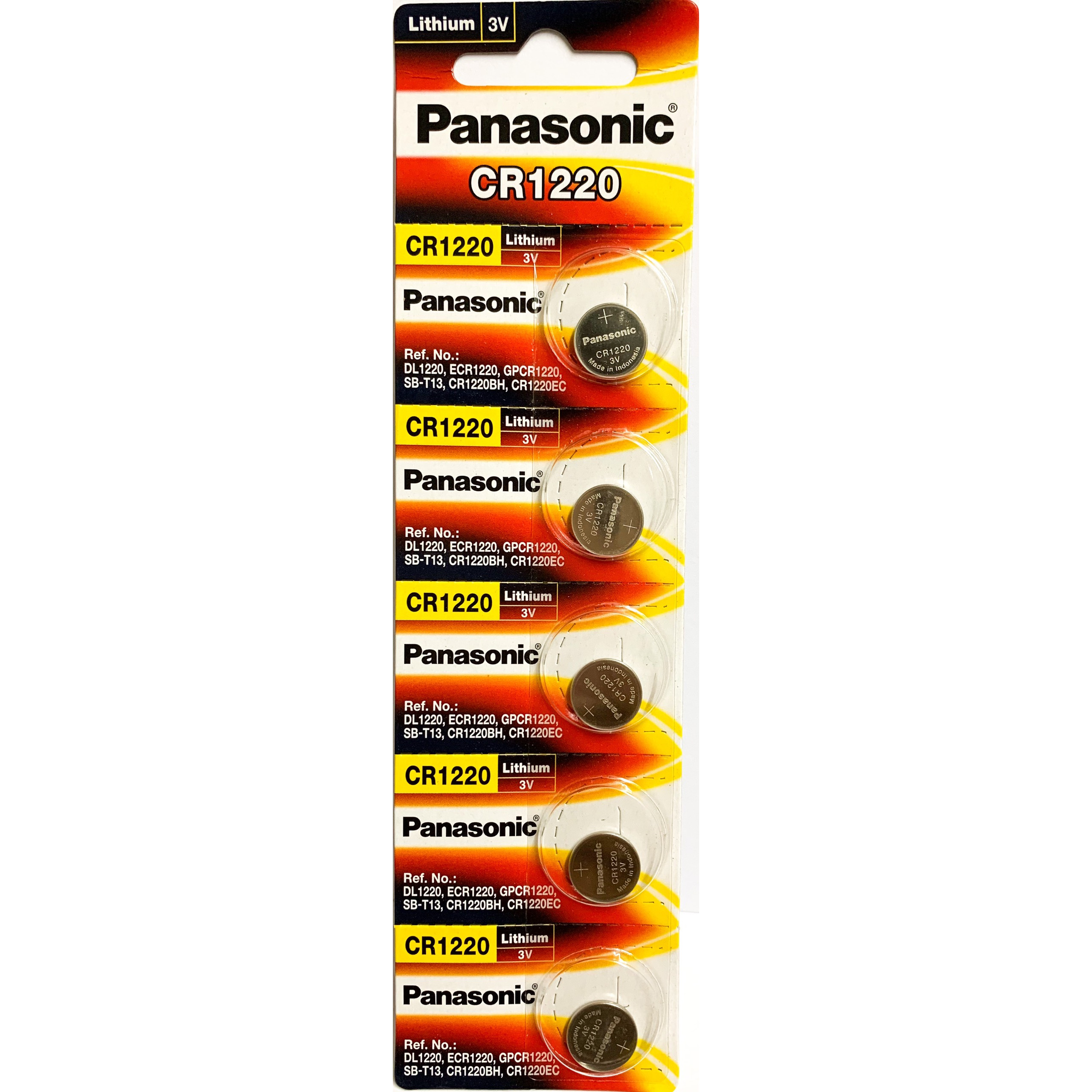 Vỉ 5 Viên Pin CR1220 Lithium 3V Panasonic - Hàng Chính Hãng