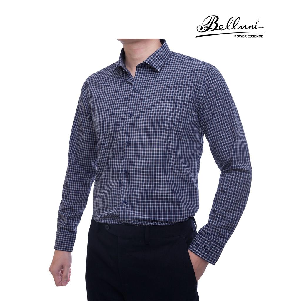 Áo sơ mi nam SlimFit tay dài cao cấp BELLUNI sợi tre chống nhăn kẻ ô sang trọng - ADS.BPS.BE.156.B1