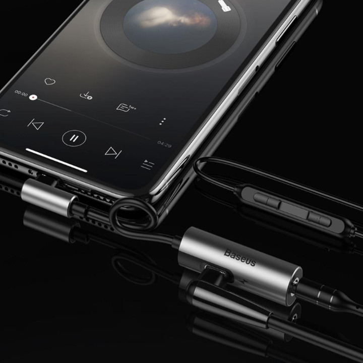 Bộ chuyển cổng Lightning sang Audio 3.5mm + Lightning Baseus L42 cho iPhone X/ XS Max CALL42-01 - Hàng nhập khẩu