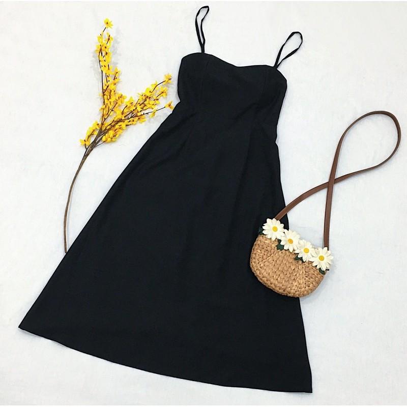 ĐẦM MAXI 2 DÂY ĐAN CHÉO LƯNG 2 MÀU