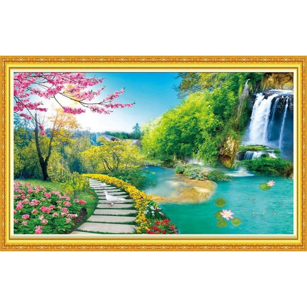 Tranh đính đá Thiên nhiên giao hòa 97x60cm - chưa đính