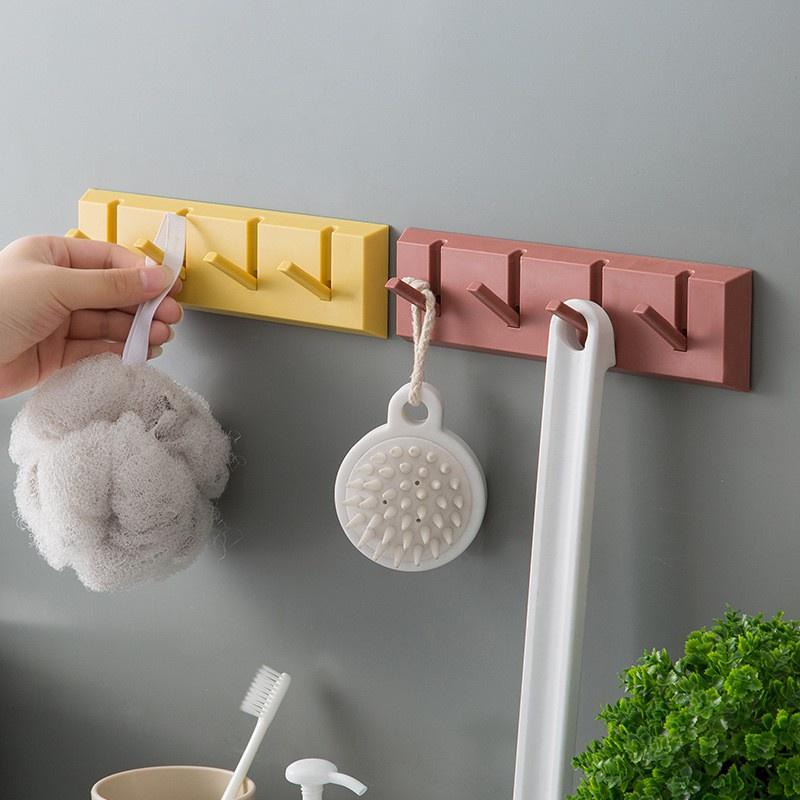 Thanh treo đồ 4 móc dài hình chữ nhật dán tường/Giá treo đồ dán tường tiện dụng dính cực chắc , chịu lực tốt