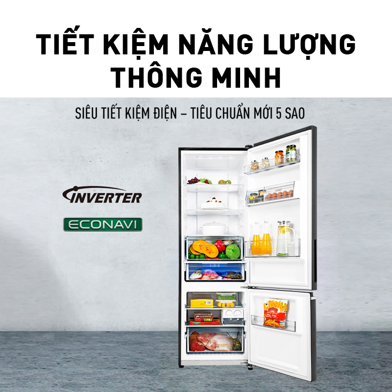 Tủ Lạnh 2 Cánh Panasonic 322 Lít NR-BV360GKVN ngăn đá dưới - Ngăn đông mềm siêu tốc - Hàng chính hãng