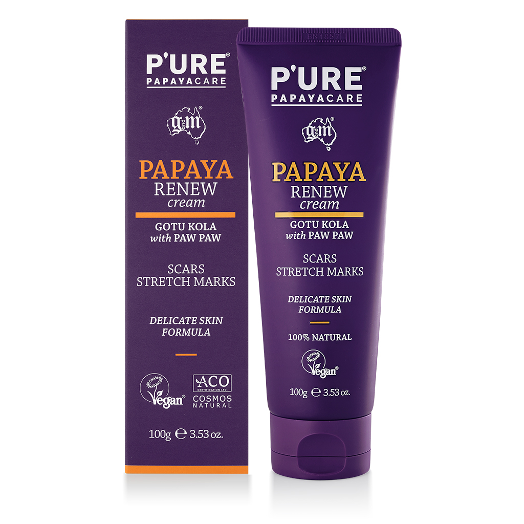 Kem phục hồi sẹo &amp; vết rạn da P’URE Papayacare Papaya Renew Cream 100gr