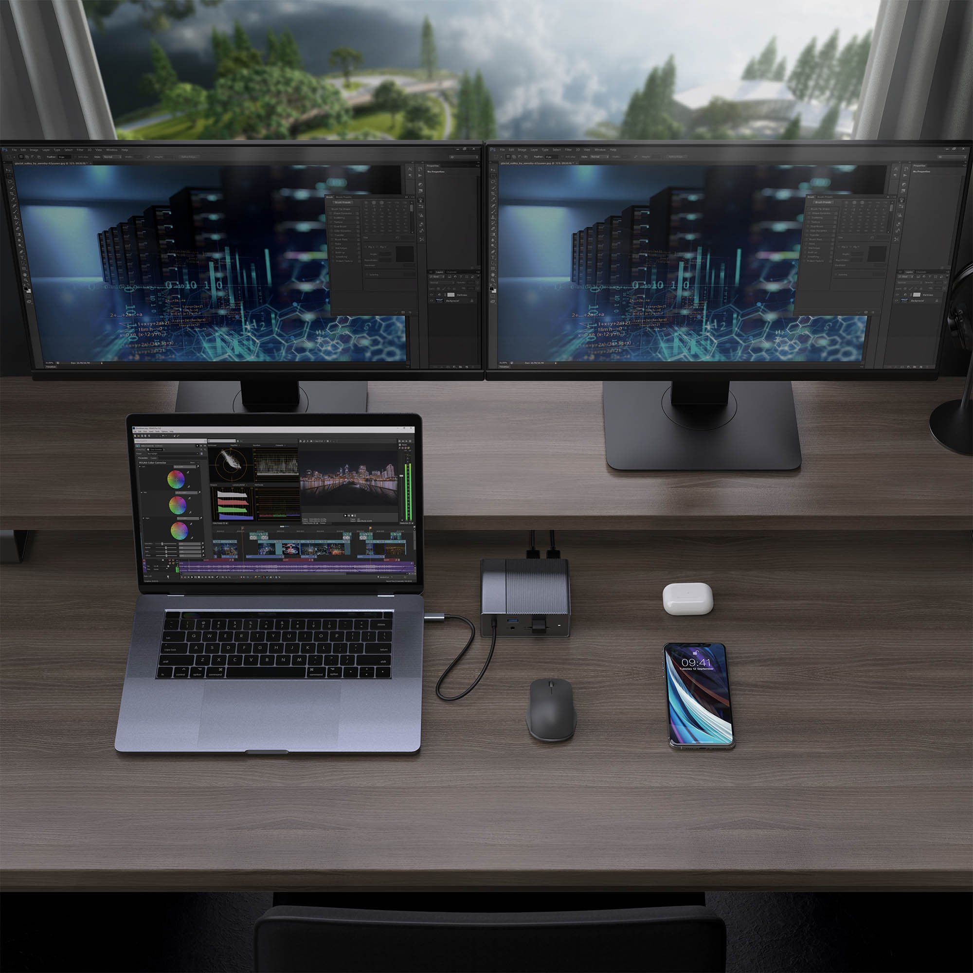 BỘ CỔNG CHUYỂN HYPERDRIVE GEN2 16-IN-1 THUNDERBOLT 3 DOCKING STATION VÀ BỘ NGUỒN DC 180W CHO MACBOOK/CHROM/PC/LAPTOP - HÀNG CHÍNH HÃNG